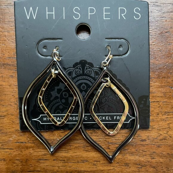 Bundle 3/$12 Earrings. Whispers Gold and Black Dangle Earrings - Picture 1 of 3